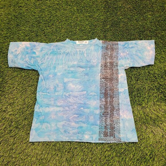 Vintage Tribal Tie-Dye Shirt Medium 20x23 Upcycled Cropped - Picture 1 of 11